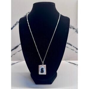 Black Cat Cameo Book Locket Necklace Gothic Witchy